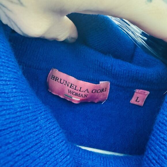 Brunella Gori Royal Blue Merino Wool Turtle Neck Sweater Women’s Size L - Picture 4 of 7